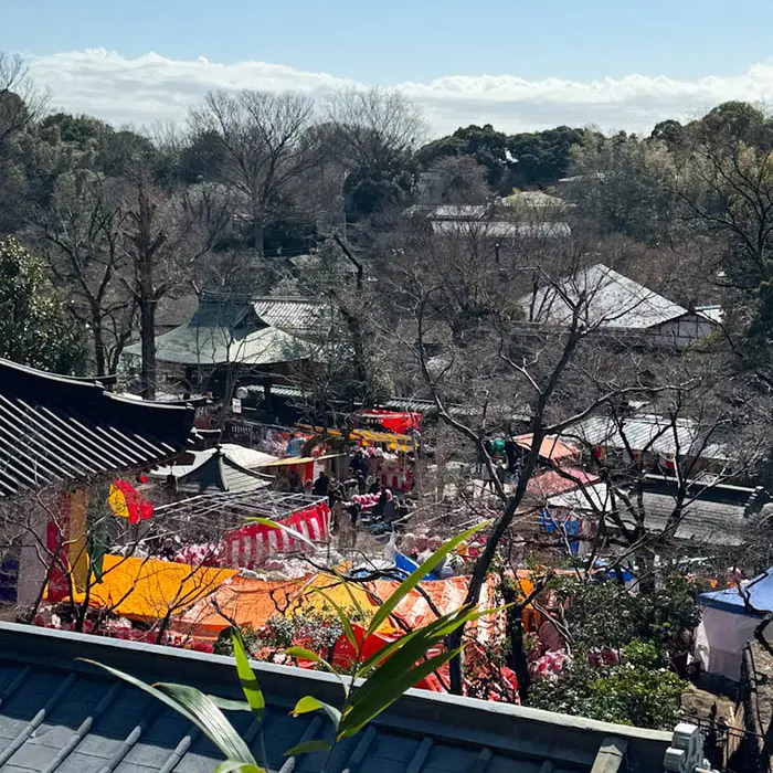 深大寺のだるま市、境内からの眺め