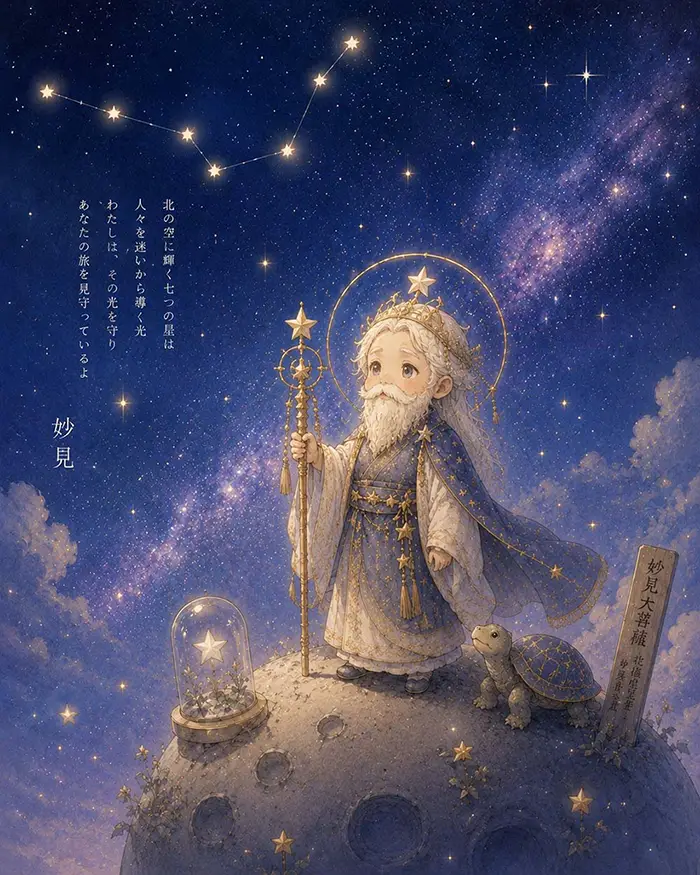 千葉神社の御祭神、妙見様を星の王子さまに見立てて生成してもらった星のおじいさま