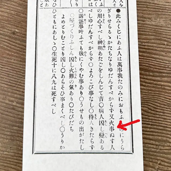 深大寺のおみくじ、はじめの凶
