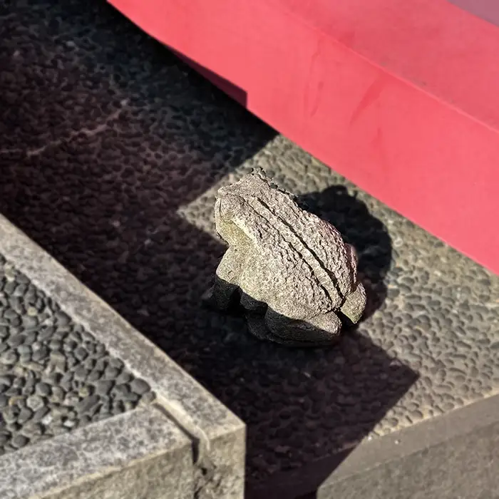 亀戸天神の太鼓橋にいるカエル