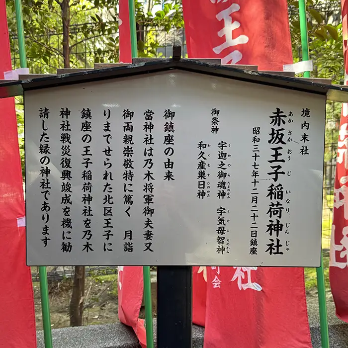 赤坂王子稲荷神社の立て看板
